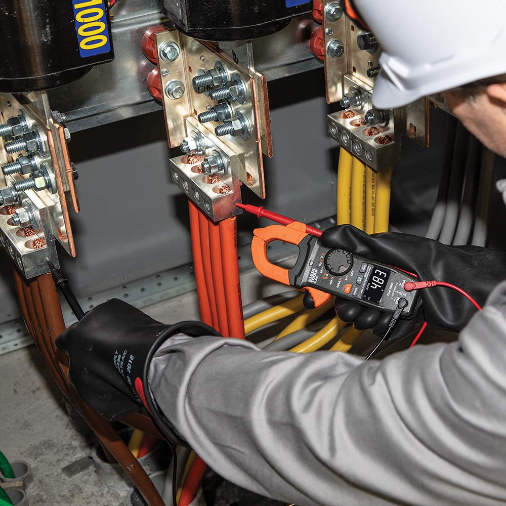 Klein Tools CL390 AC/DC voltage and resistance measurement with auto-ranging streamlines troubleshooting.