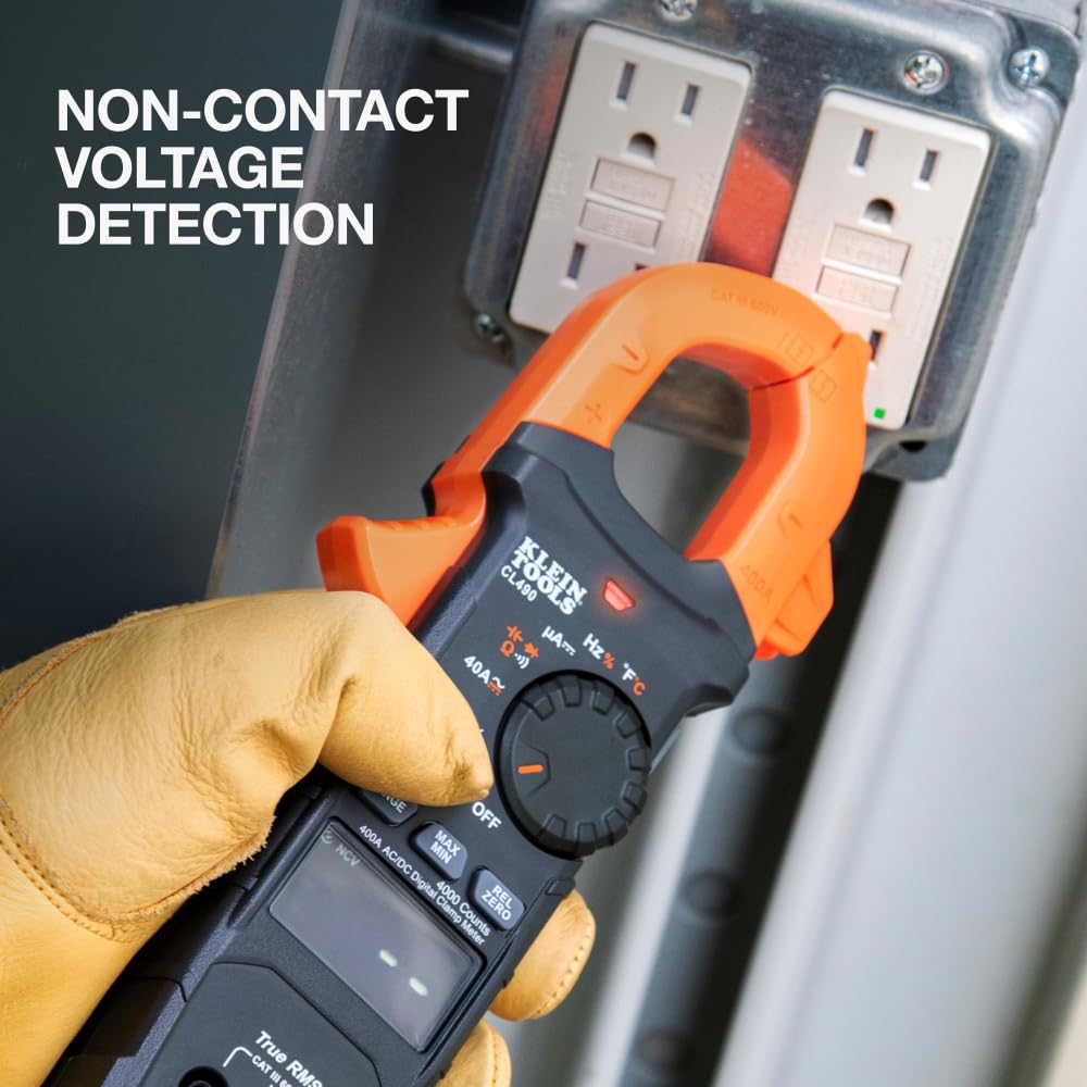 Klein Tools CL490 performs diode test and measures temperature with thermocouple.