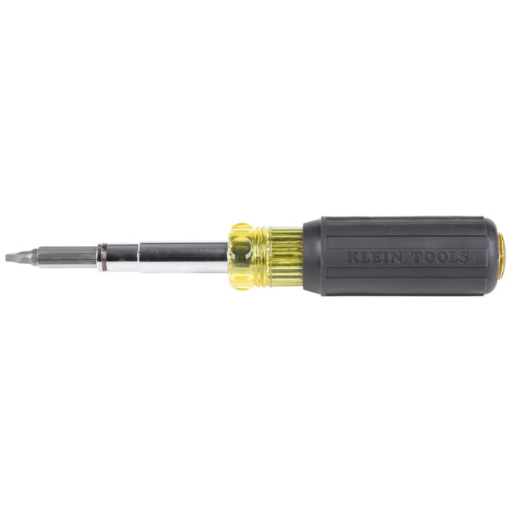 Compact Klein Tools screwdriver housing designed for cramped panels