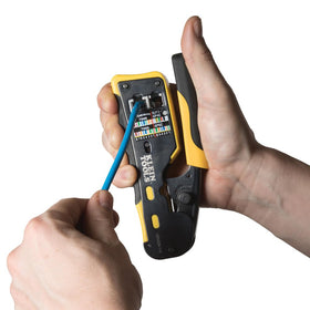 Close-up of Klein Tools crimping jaw showing precise alignment.