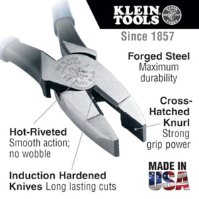 Klein Tools D20009NEGLW high-leverage pliers delivering strong cutting power.