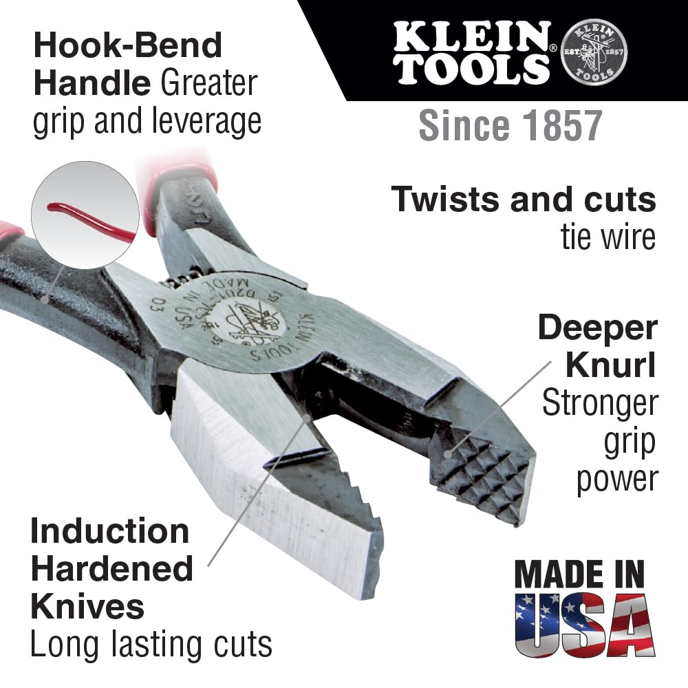 Klein Tools D201-7CSTA linesman pliers spring action aids self-opening tasks.
