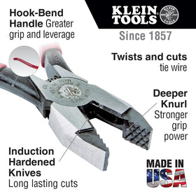 Klein Tools D201-7CSTA linesman pliers spring action aids self-opening tasks.