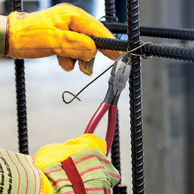 Klein Tools D201-7CSTA linesman pliers wire-cutting capability for rebar work.