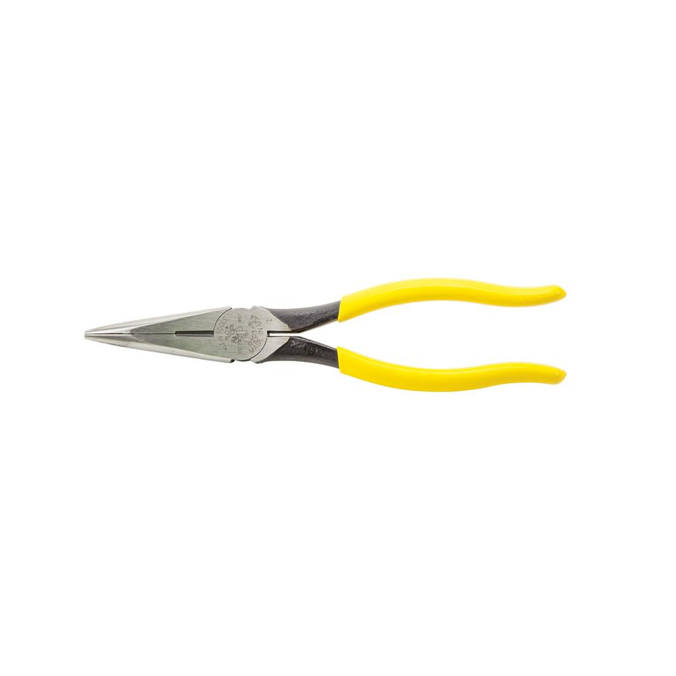 Klein Tools D203-8 needle-nose pliers with precise reach for confined spaces and reliable cutting.