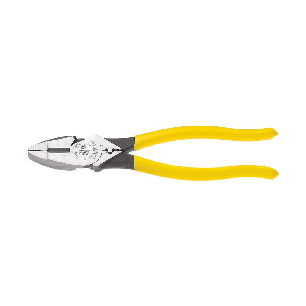 Klein Tools D213-9NE-CR pliers front view: enhanced crimping leverage for non-insulated connectors
