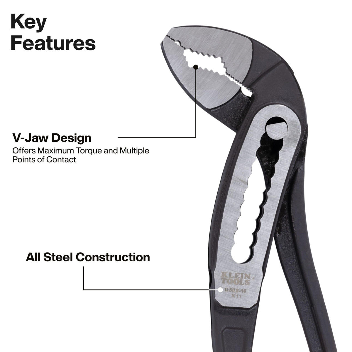 Klein Tools D5053KIT 12-inch Klaw Pliers for heavy-duty reach and control.