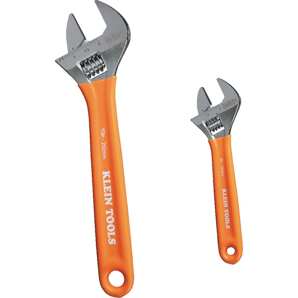 Klein Tools D5072 6-inch adjustable wrench with ergonomic grip for precise adjustments.