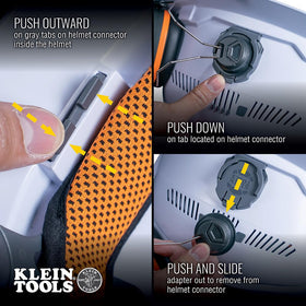 Klein Tools earmuffs pivot positions for in-use, standby, and storage