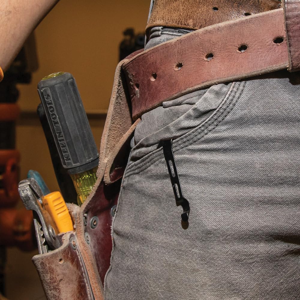 Klein Tools knife belt clip keeps it accessible on the job.