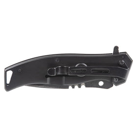 Klein Tools knife includes wire-stripping notch for quick prep work.