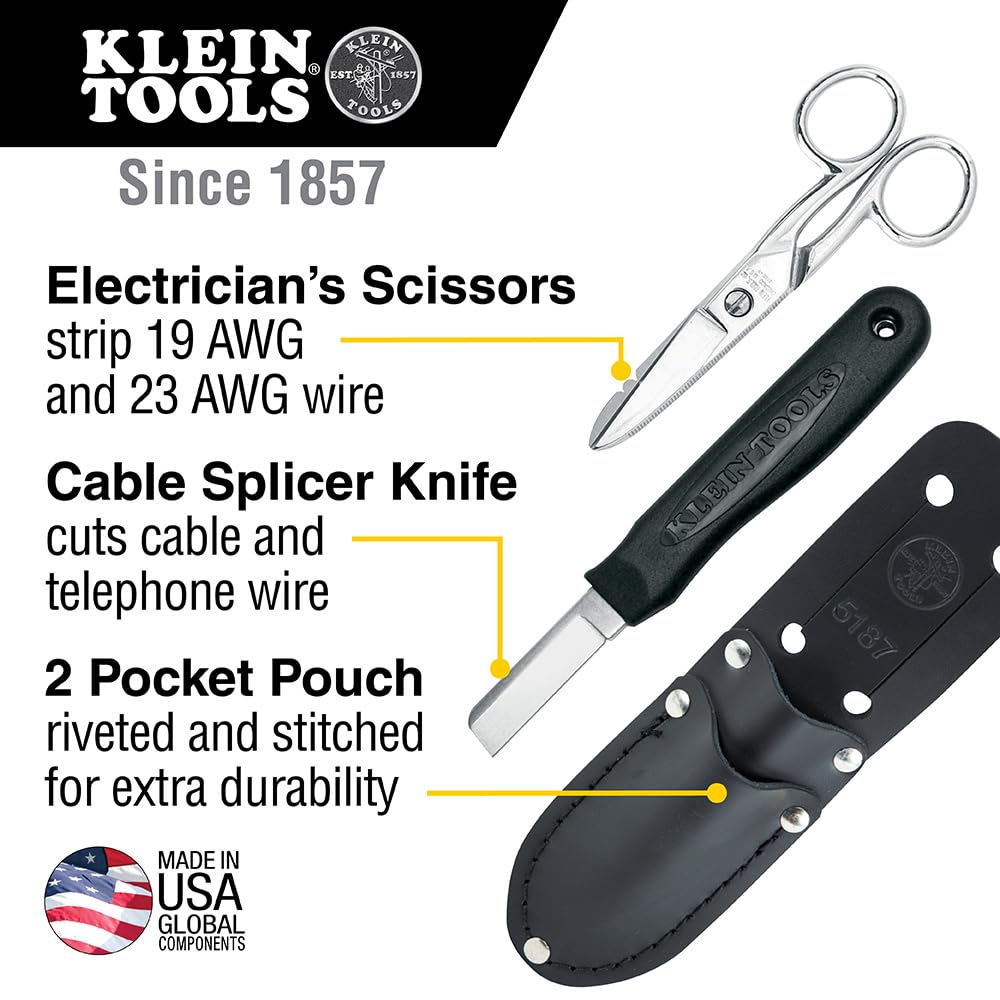 Klein Tools electrician's scissors with wire stripping notches.