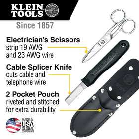 Klein Tools electrician's scissors with wire stripping notches.
