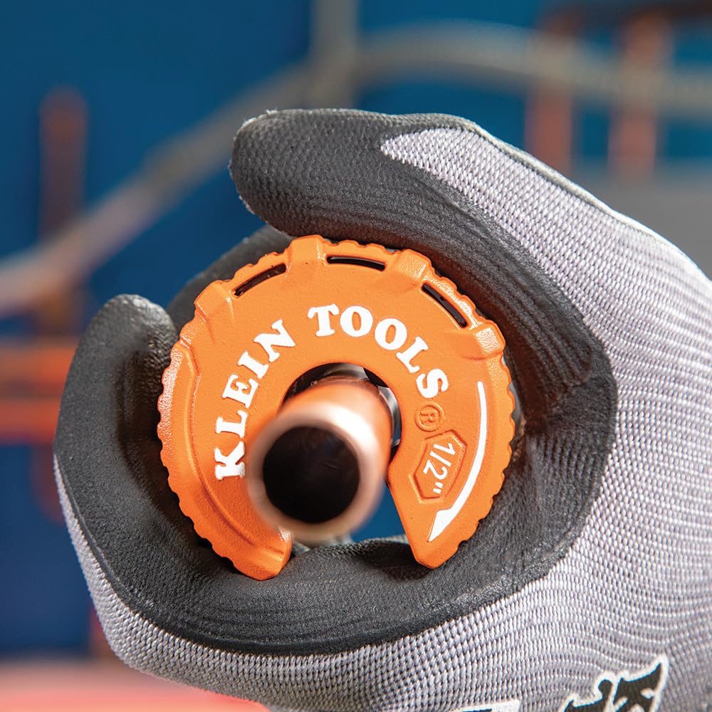 Ergonomic grooved grip aids secure handling on Klein Tools cutters