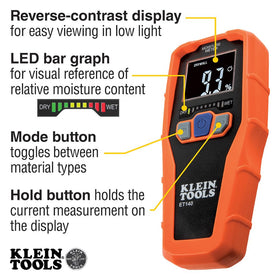 Klein Tools ET140 drywall-moisture reading aids quick inspections.