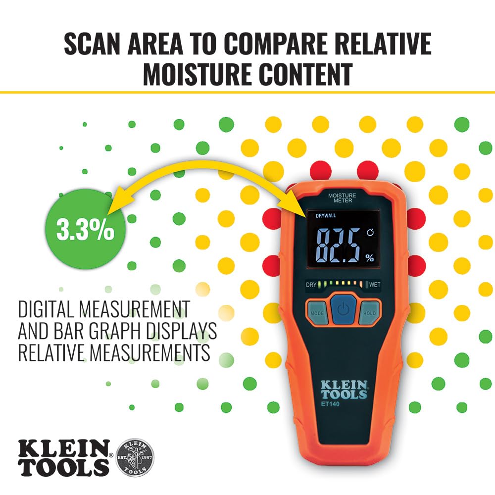 Klein Tools ET140 masonry-moisture testing supports renovations.