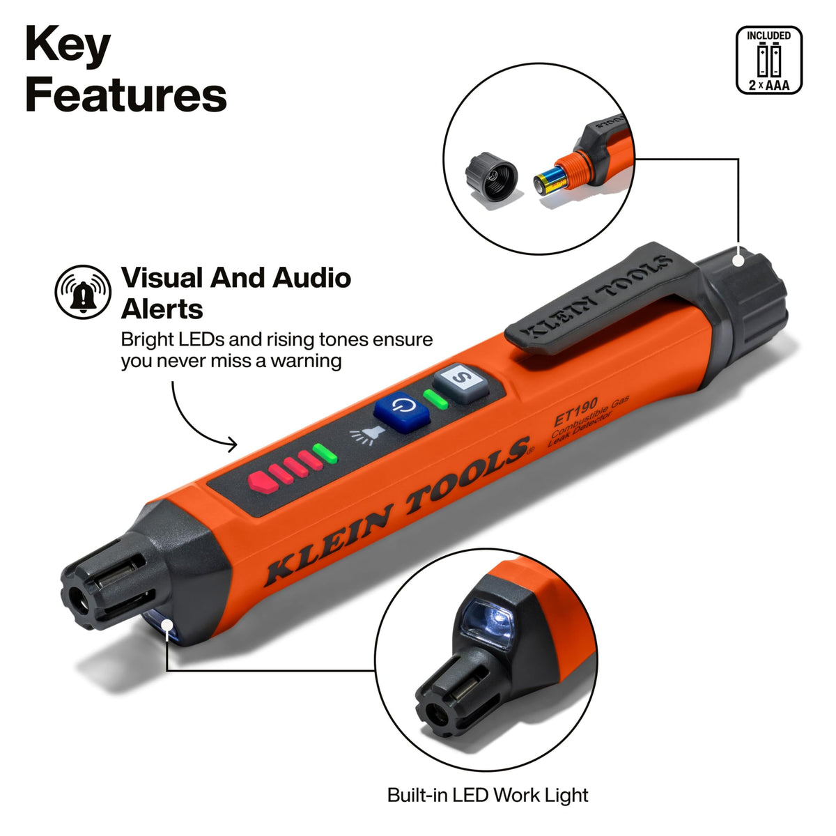 Klein Tools ET190 LED indicators provide clear visual alerts in dim environments