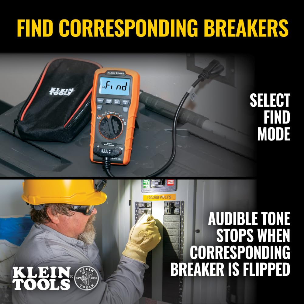 Klein Tools ET270 battery test function verifying power sources.