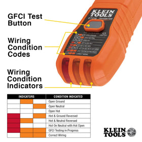 Klein Tools ET310 transmitter with GFCI tester enables quick outlet assessment.
