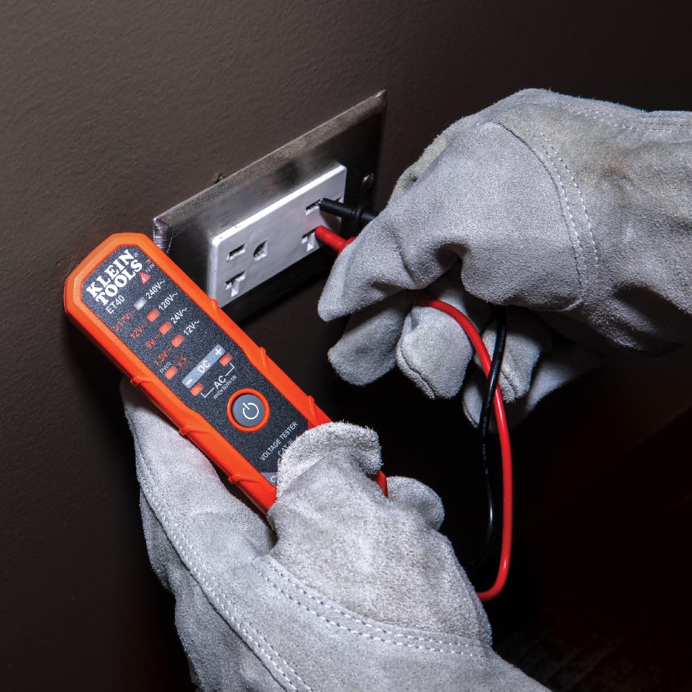 Klein Tools ET40 back features built-in test lead holders for organized testing.