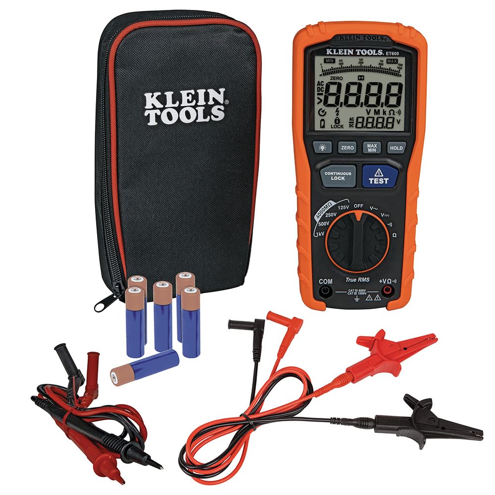 Klein Tools ET600 lock button for secure, steady measurements.