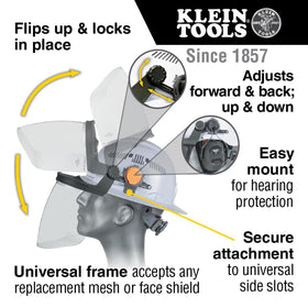Klein Tools face shield's low-profile design provides protection without added bulk.