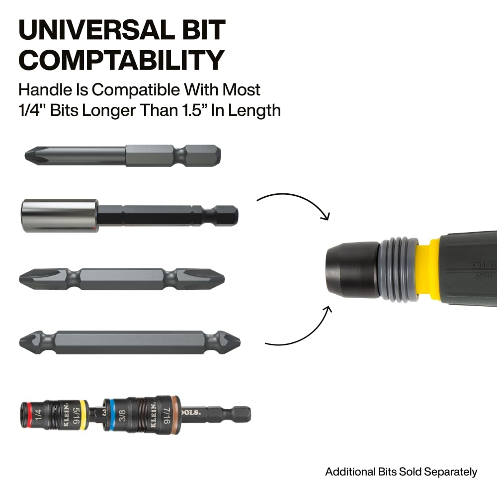 Klein Tools Fastbit 1/4-inch bit compatibility for longer bits