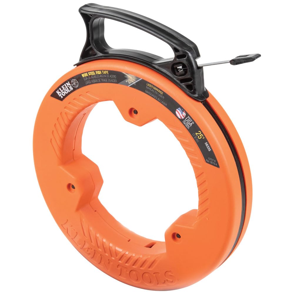 Klein Tools fish tape 25 ft wide steel for electrical runs.