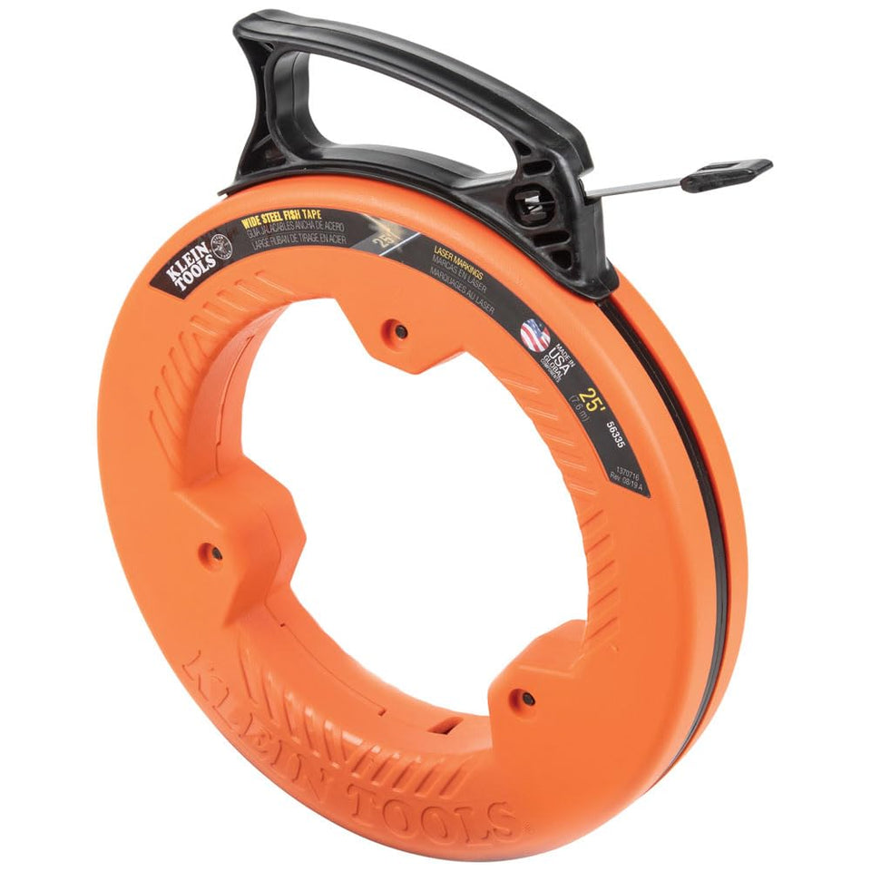 Klein Tools fish tape 25 ft wide steel for electrical runs.