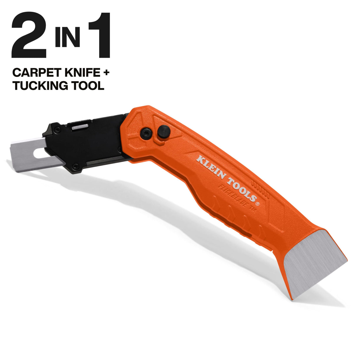 Klein Tools Flickblade with integrated tucking tool for efficient edge work.