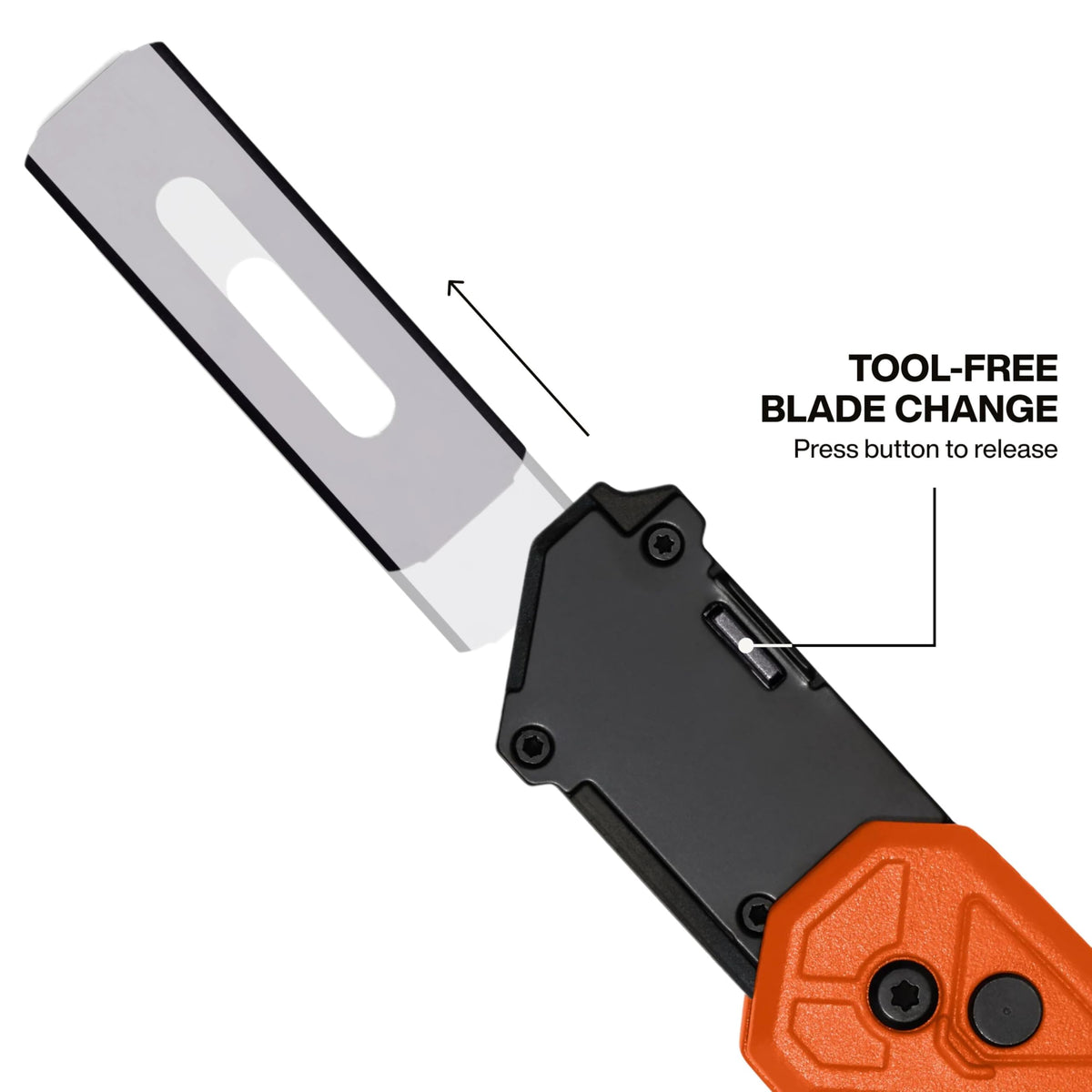 Klein Tools Flickblade tool-free blade change enables quick replacements.