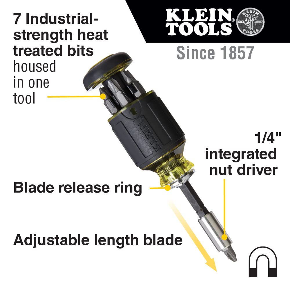 Klein Tools flip socket 3-in-1 for quick bit switching.