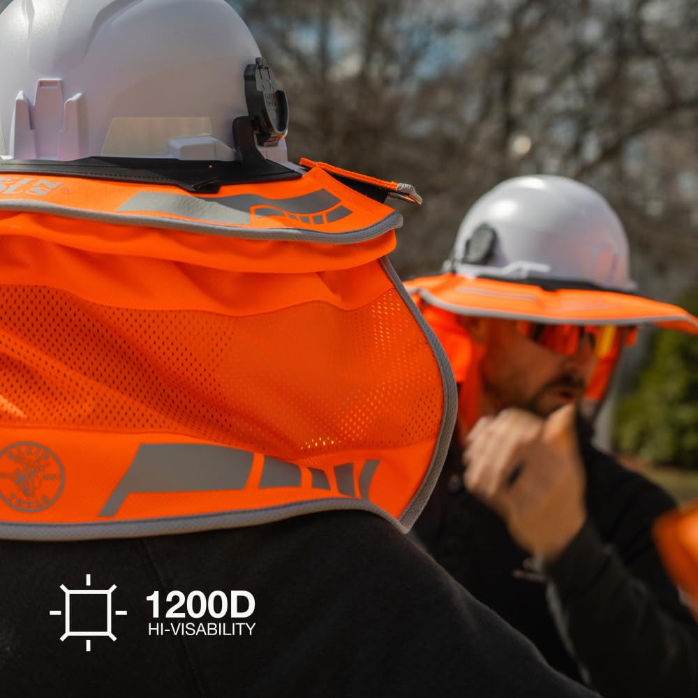 Klein Tools full brim sombrero with universal clips enabling hard hat compatibility