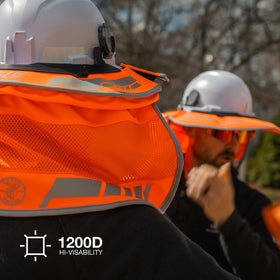 Klein Tools full brim sombrero with universal clips enabling hard hat compatibility
