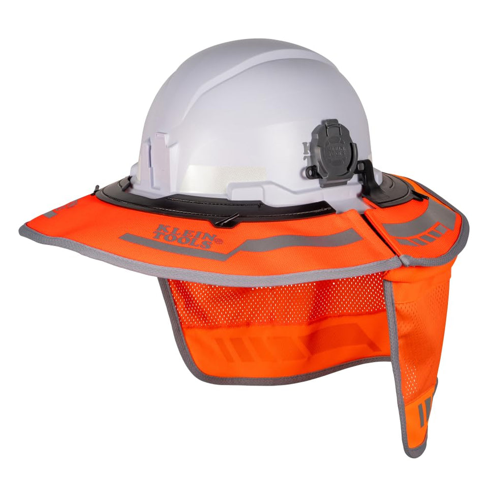 Klein Tools full brim sombrero front view showing sun protection on site