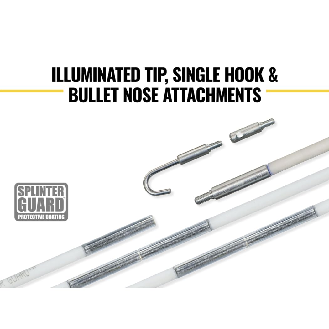 Klein Tools Glow Fish Rod hook attachment helps grab cables efficiently.