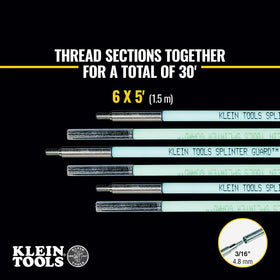 Klein Tools Glow Fish Rod Splinterguard coating protects hands from fiberglass.
