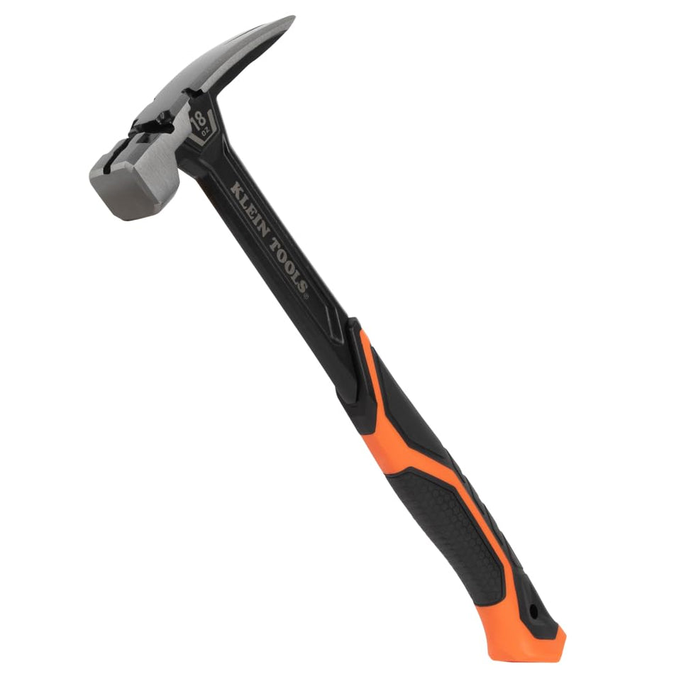 Klein Tools H80918S smooth face framing hammer aids precise nail driving in framing tasks.