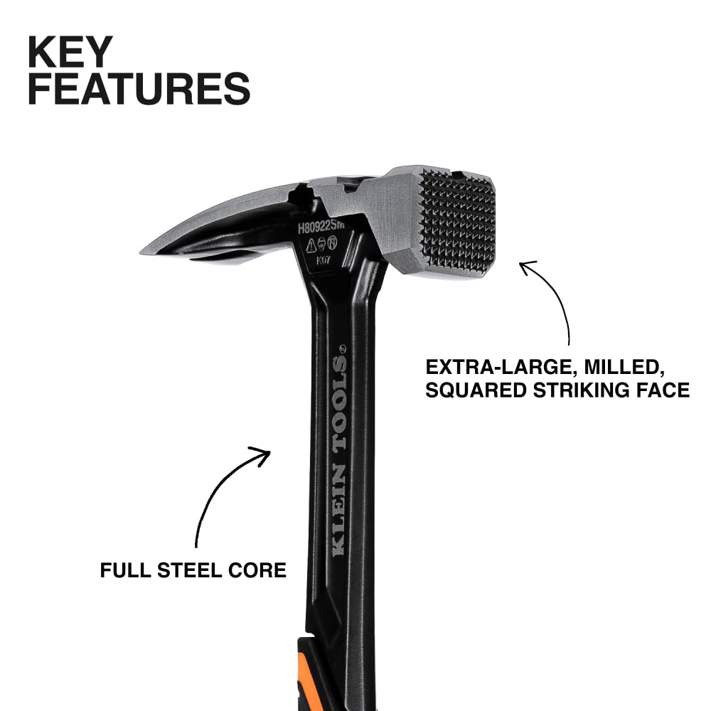 Klein Tools H80922SM straight claw hammer ideal for driving and removal.