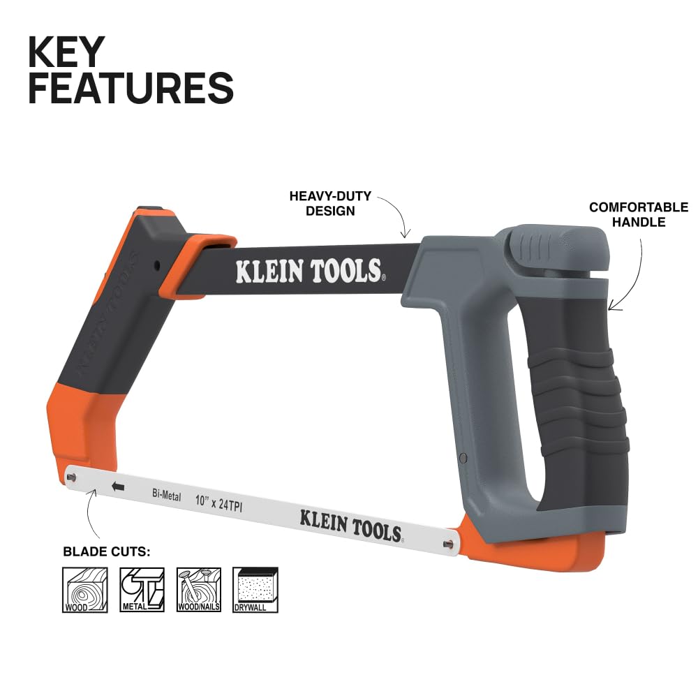 Klein Tools hacksaw conversion to jab saw shows tool-free versatility on site.