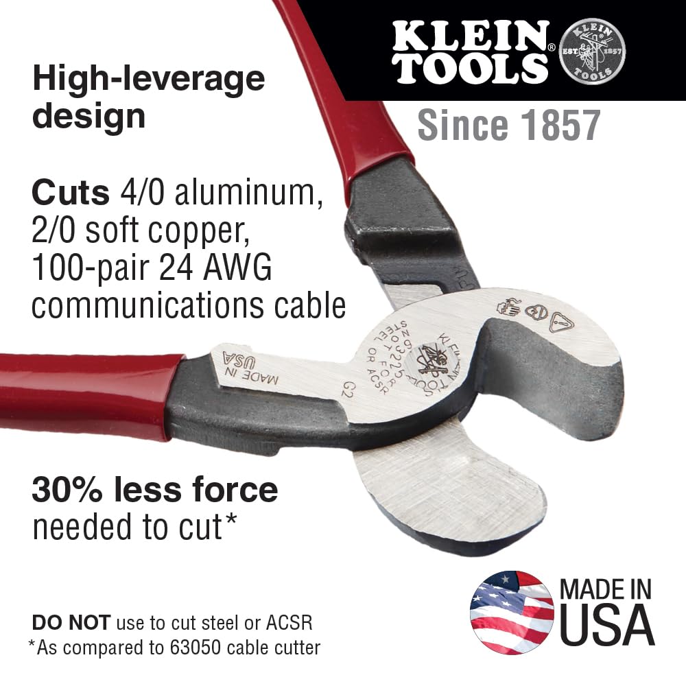 High-leverage design enables easier cuts on copper and communications cabling