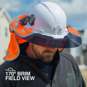 Klein Tools Hybrid Sombrero with neck shade extended for full neck protection.