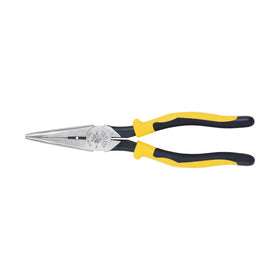 Klein Tools J203-8N long-nose close-up showing precise cutting for tight spaces.