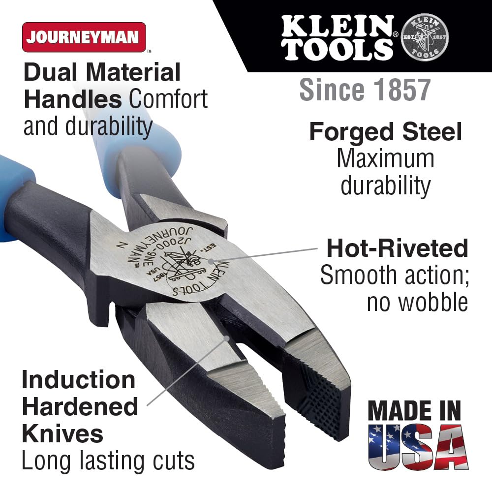 Klein Tools J213-9NE hot-riveted joint delivers smooth action