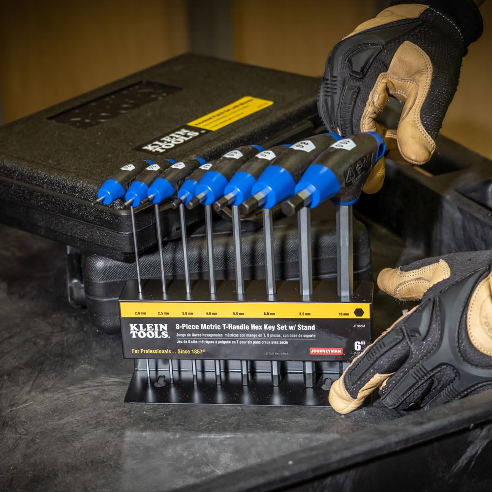 Metal stand keeps Klein JTH68M hex keys organized on the bench