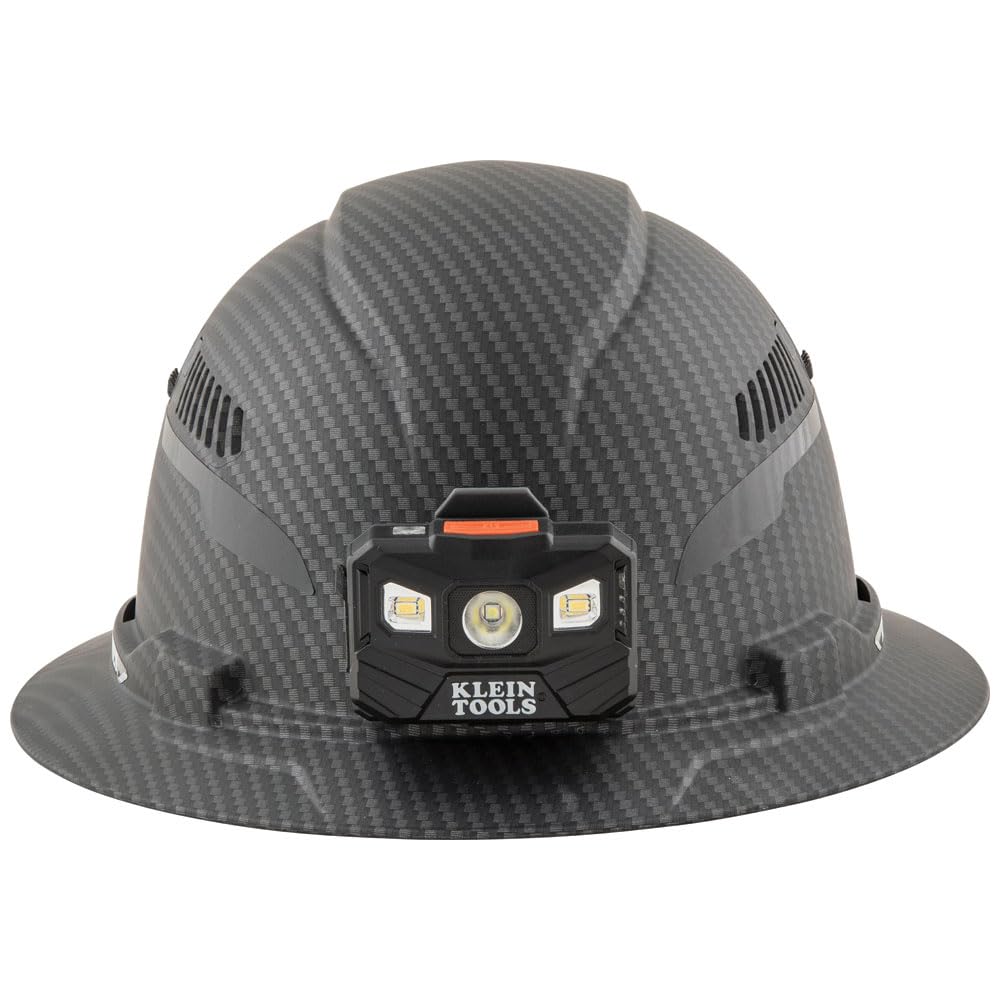 Klein Tools KARBN helmet side view with accessory slots for protection gear.