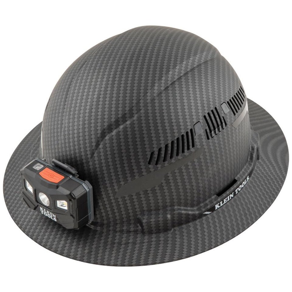 Klein Tools 60347 KARBN full-brim hard hat, front view with enhanced ventilation.