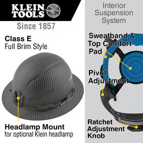 Klein Tools KARBN hard hat side view highlighting ventilation and comfort.