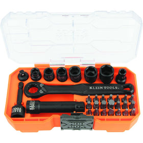 Klein Tools KNECT pass-through sockets shown for extended reach in tight spaces.