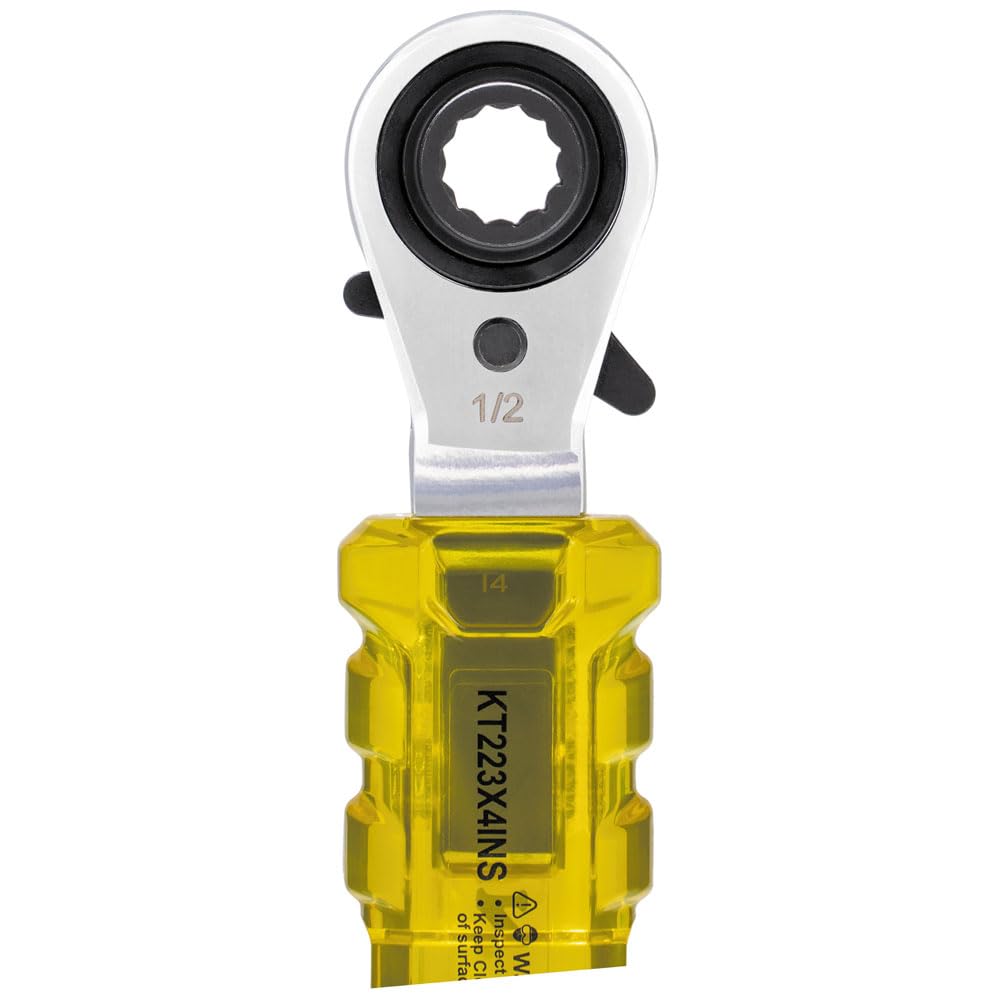 Klein Tools KT223X4-INS demonstrating reverse ratchet action on both ends